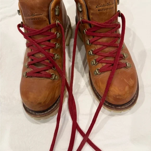 Eddie Bauer Woman Brown Leather Hiking Boots - Picture 8 of 8